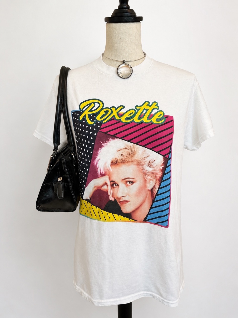 Roxette Graphic Band Tee White Cotton Retro Indie Sleaze 80s Pop T Shirt Small